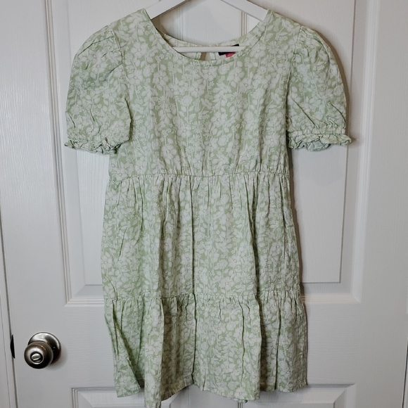 Vince Camuto Tiered Babydoll Short Sleeve Linen Blend Dress, Girls Size 12 - Picture 1 of 7